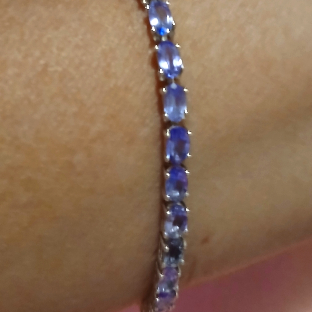 Elegant 925 Genuine Tanzanite Tennis Bracelet